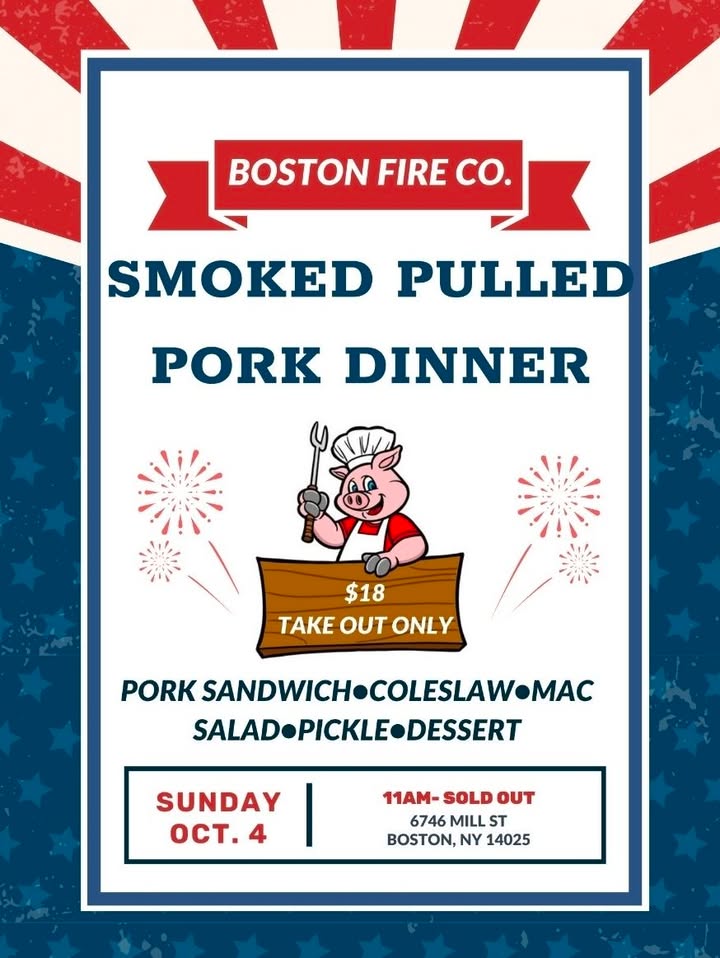 Flyer for Smoked Pulled Pork Dinner